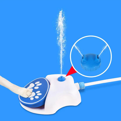 step on dog water fountain with paw pedal sprinkler and hose for outdoor pet drinking