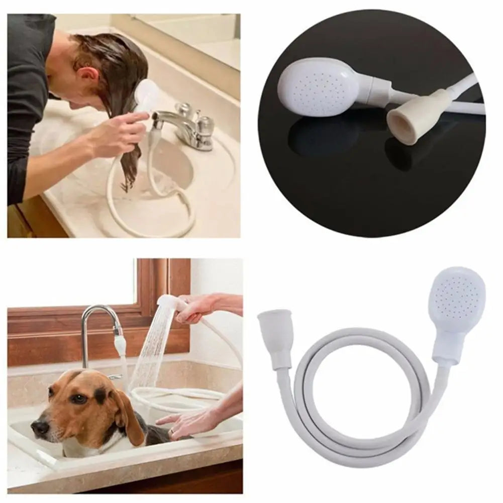 pet bathing shower head for easy dog and cat washing, grooming, and garden sprayer cleaning