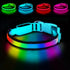 USB rechargeable LED dog collar blue with RGB 7-color glow, adjustable soft nylon pet safety collar for small and medium dogs
