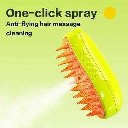 pet steam grooming brush one-click spray massage pet hair cleaning brush for shedding and tangles