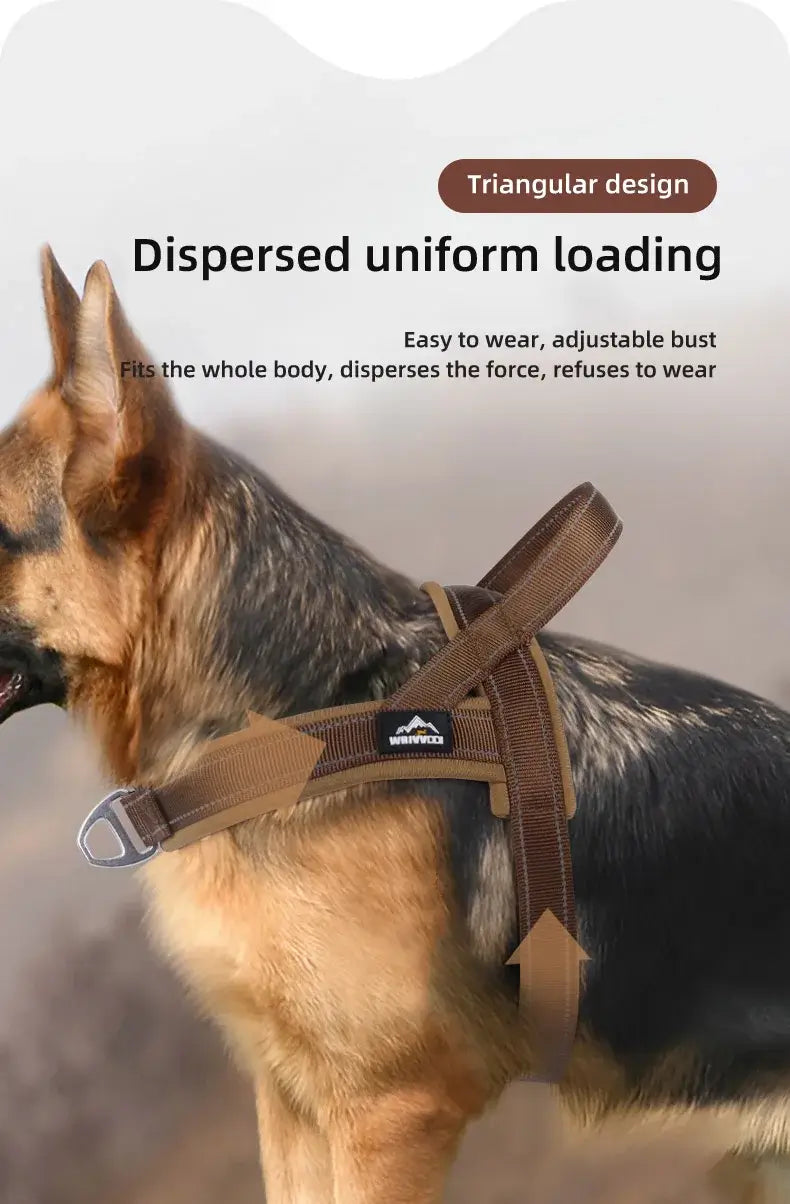escape-proof tactical dog harness for large dogs, triangular design, padded no-pull adjustable vest for easy walking and training