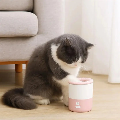 automatic pet paw cleaner for cats and dogs, portable USB-C rechargeable paw washer with soft silicone brush