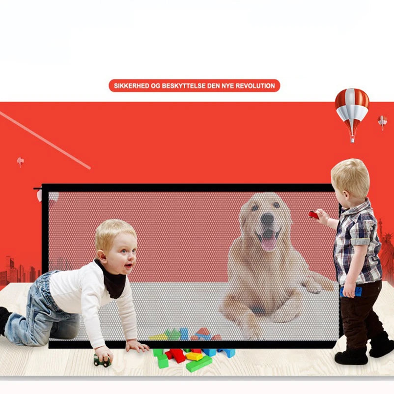 Dog Fence Portable Folding Divider Mesh Home Perforation-Free Traceless Wall Protection Safety Net Nylon Mesh Cloth Pet Fence