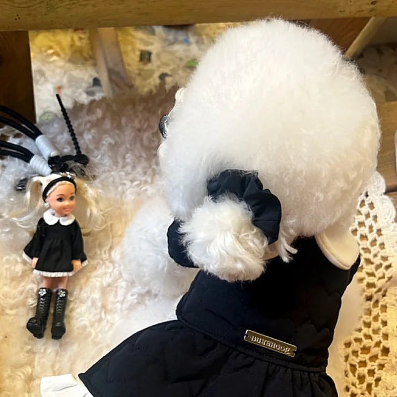 Fashion Pet Christmas Dress Pet Autumn and Winter Plush Coat Red Checkered Woolen Coat Dog Clothes for Small Dogs Puppy Clothes