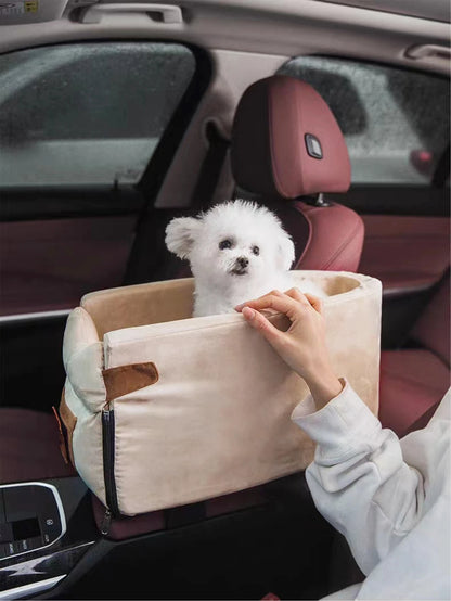 small dog car bed for pets, breathable corduroy basket sofa bed for safe and cozy car travel