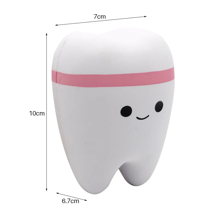 teeth shape squishy toy cute cartoon slow rising stress relief gift for children, 10cm blue pink dental toy