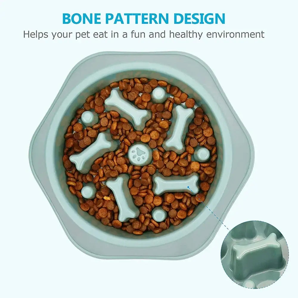 slow feeder dog bowl with bone pattern design for small dogs, interactive anti-gulping pet bowl to prevent choking