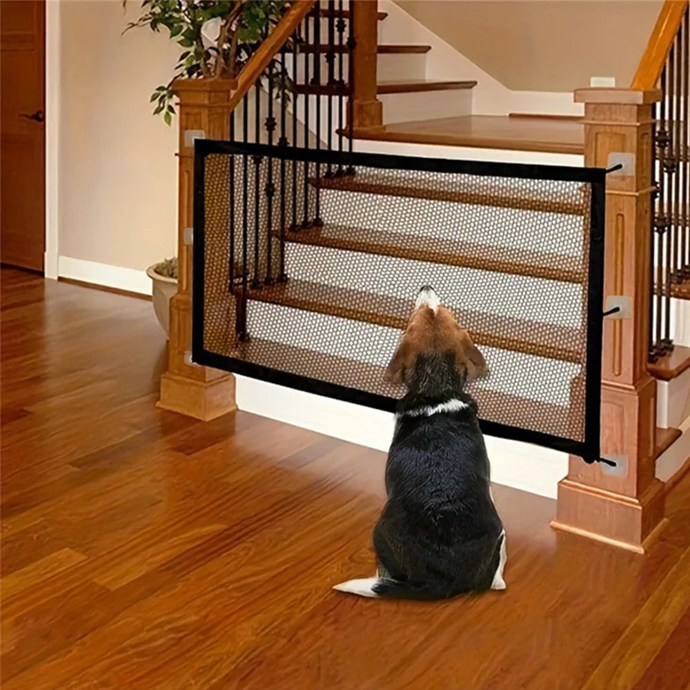 Pet Dog Barrier Fences With 6Pcs Hook Pets Isolated Network Stairs Gate New Folding Breathable Mesh Playpen For Dog Safety Fence