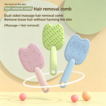 2 in 1 pet hair remover grooming brush, dual-sided massage and deshedding comb for dogs and cats