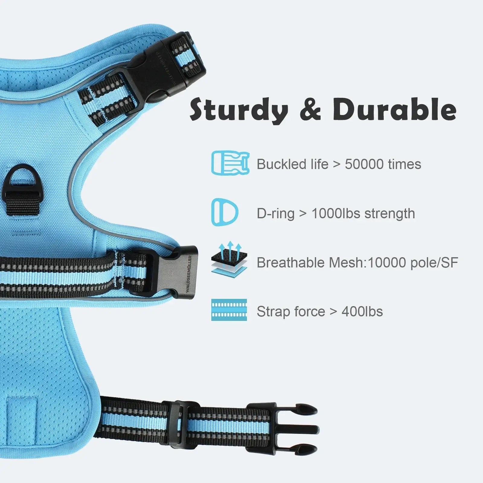 escape proof no pull dog harness and leash combo, blue reflective padded vest harness with durable buckles and D-ring