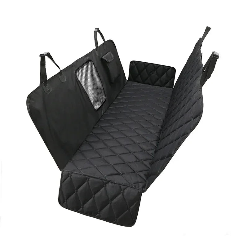 waterproof dog car seat cover black quilted rear seat hammock with cotton padding and mesh window for dogs