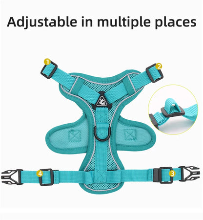 reflective cat harness and leash set, adjustable breathable mesh vest for cats and small dogs