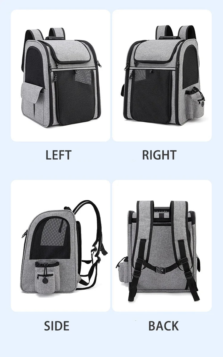Pet Backpack Portable Breathable Outdoor Foldable Expandable Cat &amp; Dog Backpack Large Capacity Oxford Cloth Cat Carrying Bag