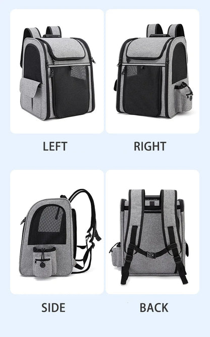 Pet Backpack Portable Breathable Outdoor Foldable Expandable Cat &amp; Dog Backpack Large Capacity Oxford Cloth Cat Carrying Bag