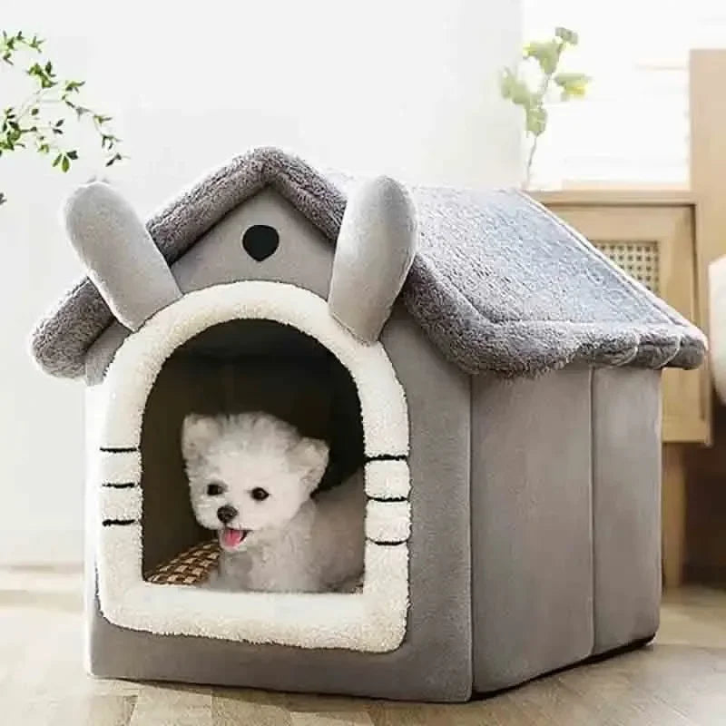 indoor warm dog house soft plush pet bed tent for small dogs, removable washable cushion, four-season cozy kennel