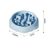 Blue anti-choking slow feeder bowl for dogs and cats, round thickened non-slip maze design, 218x201x40mm