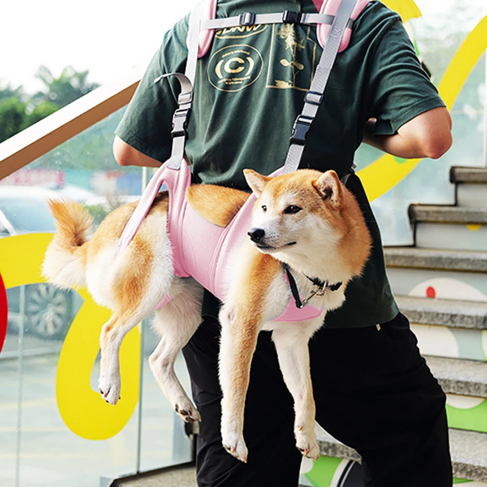 Horizontal dog carrier backpack for small dogs, breathable pink pet carrier for Shiba Inu and Poodle, hands-free comfort