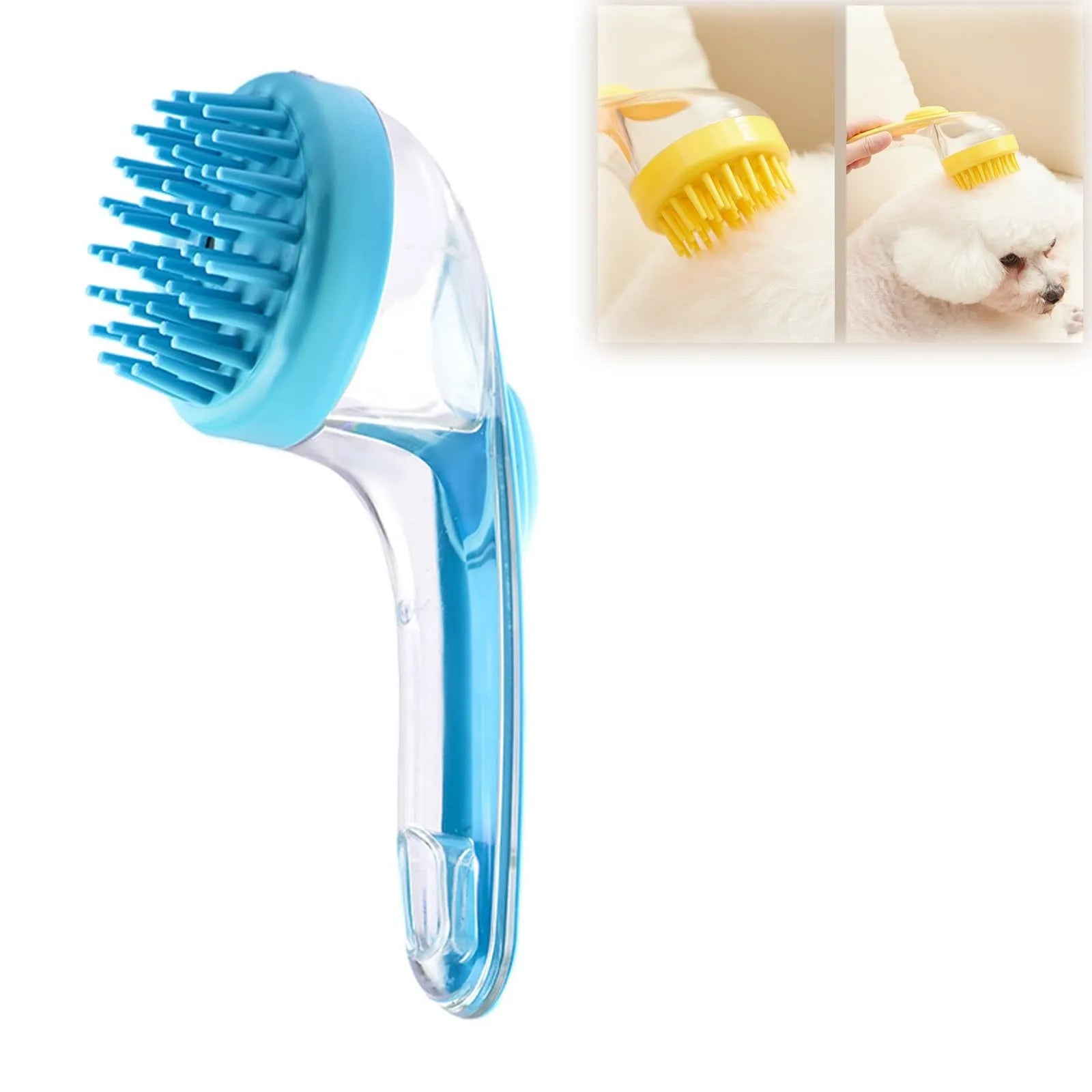 1pc Pet Bath Brush Soft Silicone Long Handle With Shampoo Dispenser Gentle Massage For Grooming And Cleaning Fur And Hair