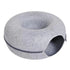 Light gray round cat tunnel bed with donut nest design, cozy felt sleeping cushion and hideaway house for cats