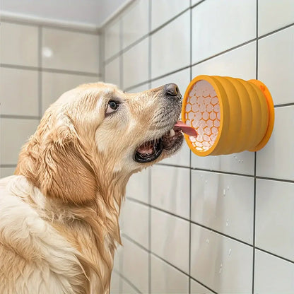 Silicone slow feeder dog bowl for small to medium dogs, anti-slip wall-mounted design that promotes healthy digestion