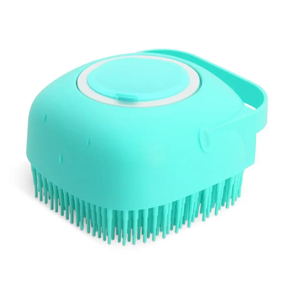 Pet Dog Shampoo Brush 2.7oz 80ml  Massage Comb Grooming Scrubber  for Bathing Short Hair Soft Silicone Rubber