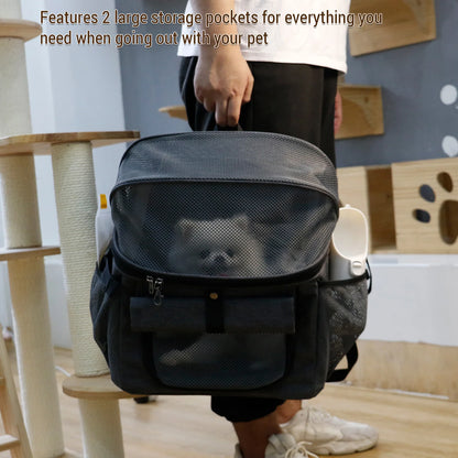 dog bike basket carrier backpack for small pets with expandable design and dual storage pockets
