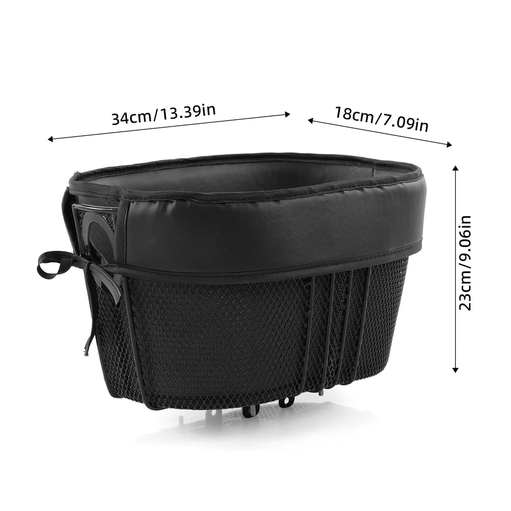 Dog Bike Basket Mountain Bike Shopping Basket Portable Cat Dog Carrier for Bike Front Crossbar with Sponge Liner Safety Strap