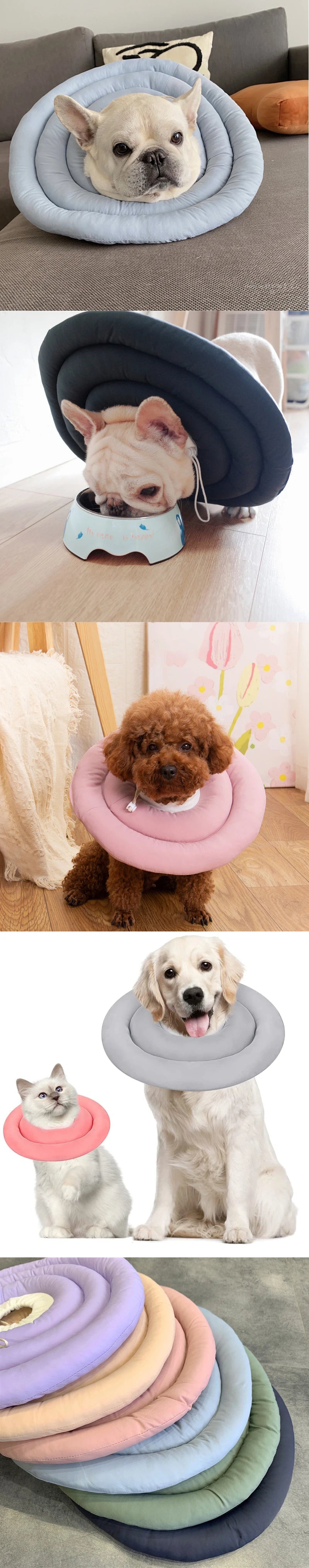 Elizabethan Collar For Dogs Adjustable Neck Drawstring Waterprof Protective Donut Collar Prevent Biting &amp; Scratching