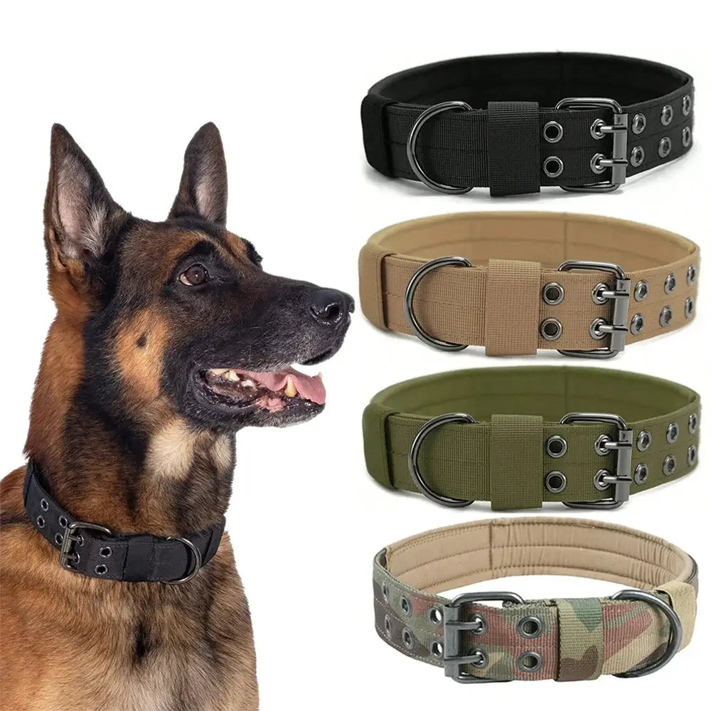 tactical dog collar for medium and large dogs, durable nylon military collar for training, walking, and working pets