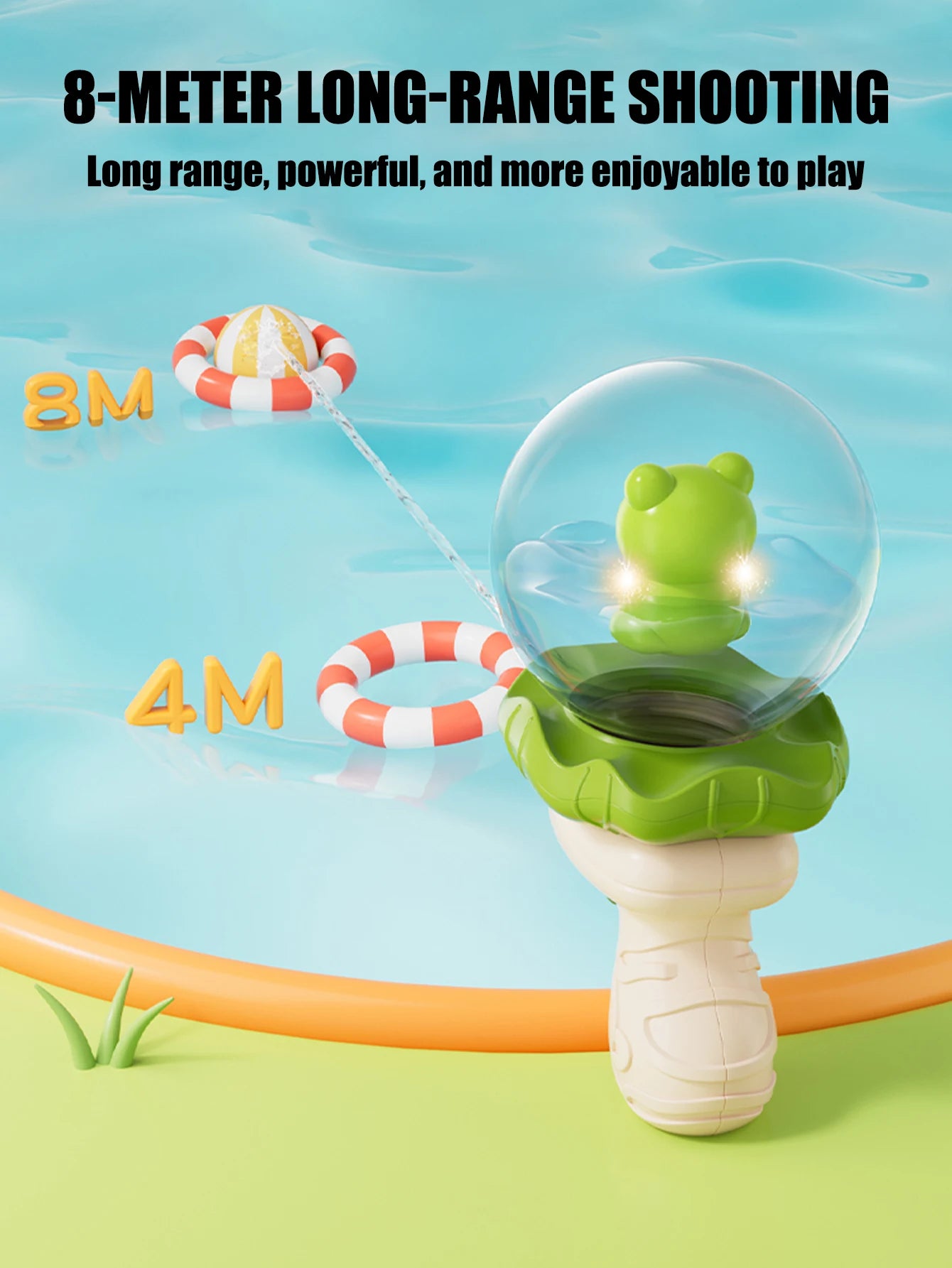 Baby bath water spray toy with cute duck design, 8-meter long-range shooting bubble sprinkler for kids bath time