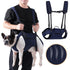 Blue dog backpack carrier with adjustable double shoulder straps, polyester pet travel bag for medium large dogs, all-season outdoor hiking