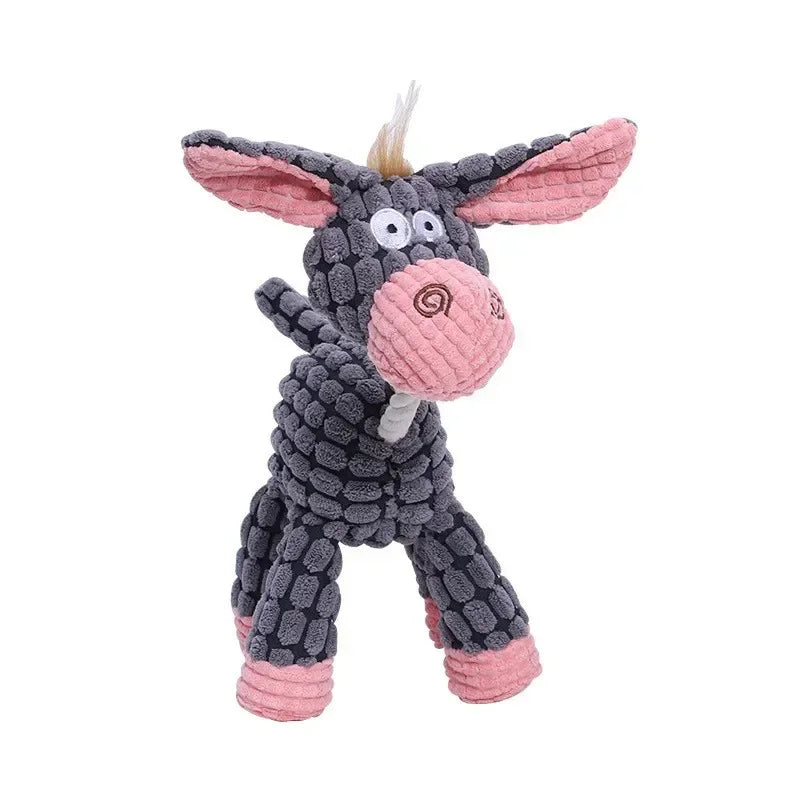 plush squeaky dog toy little donkey corduroy fleece bite resistant for small and large dogs puppy training