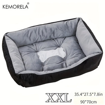 Orthopedic plush dog bed XXL gray and black KEMORELA fiber bed with breathable support, hand wash, 90x70cm