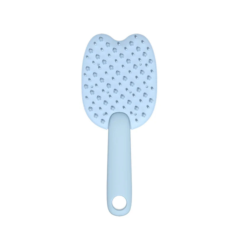 Blue 2 in 1 pet hair remover grooming brush for dogs and cats, massage and deshedding comb, ABS TPE floating hair comb