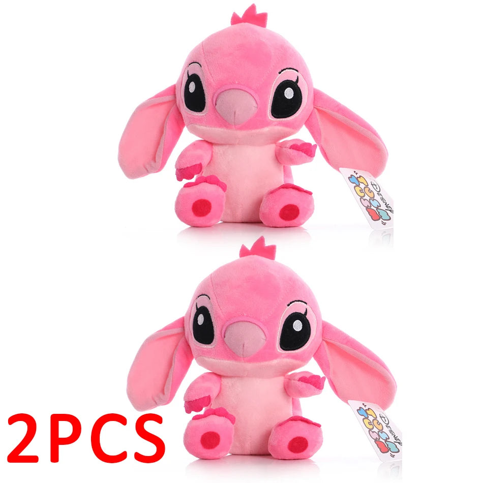 2PCS pink stitch stuffed plush doll set, cute cartoon anime stuffed plush baby toy with tag, kawaii gift for kids