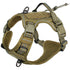 tactical no pull dog harness dark khaki adjustable breathable MOLLE vest for medium large dogs, reflective military style