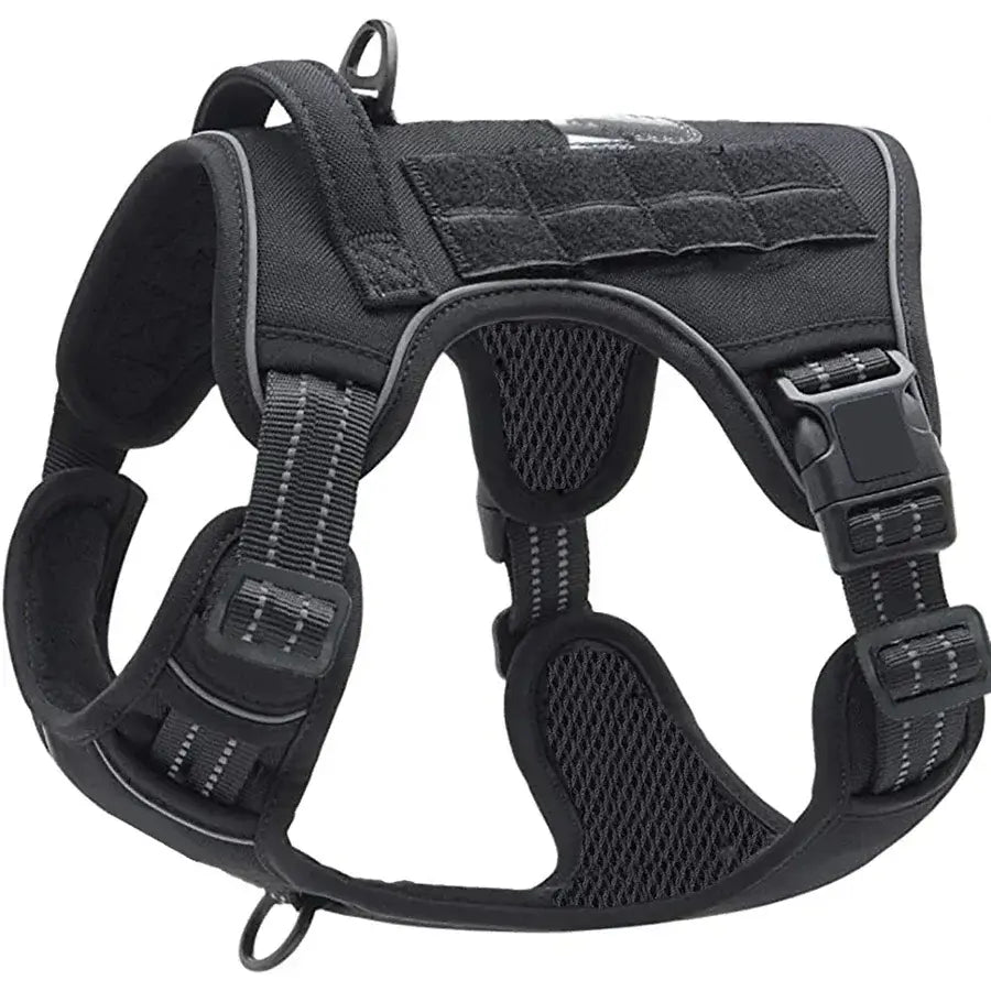 military tactical dog harness black no pull large reflective straps durable vest with control handle