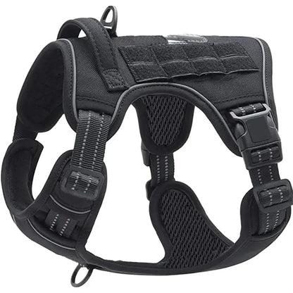 military tactical dog harness black no pull large reflective straps durable vest with control handle