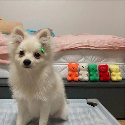 small dog squeaky toy plush bear for puppies and cats, 11cm fleece pet supply for Pomeranian, Teddy, Shih Tzu, Pug