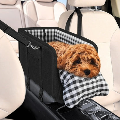 Dog car seat with seat belt support and anti slip design - portable height increasing seat , suitable for small dogs.