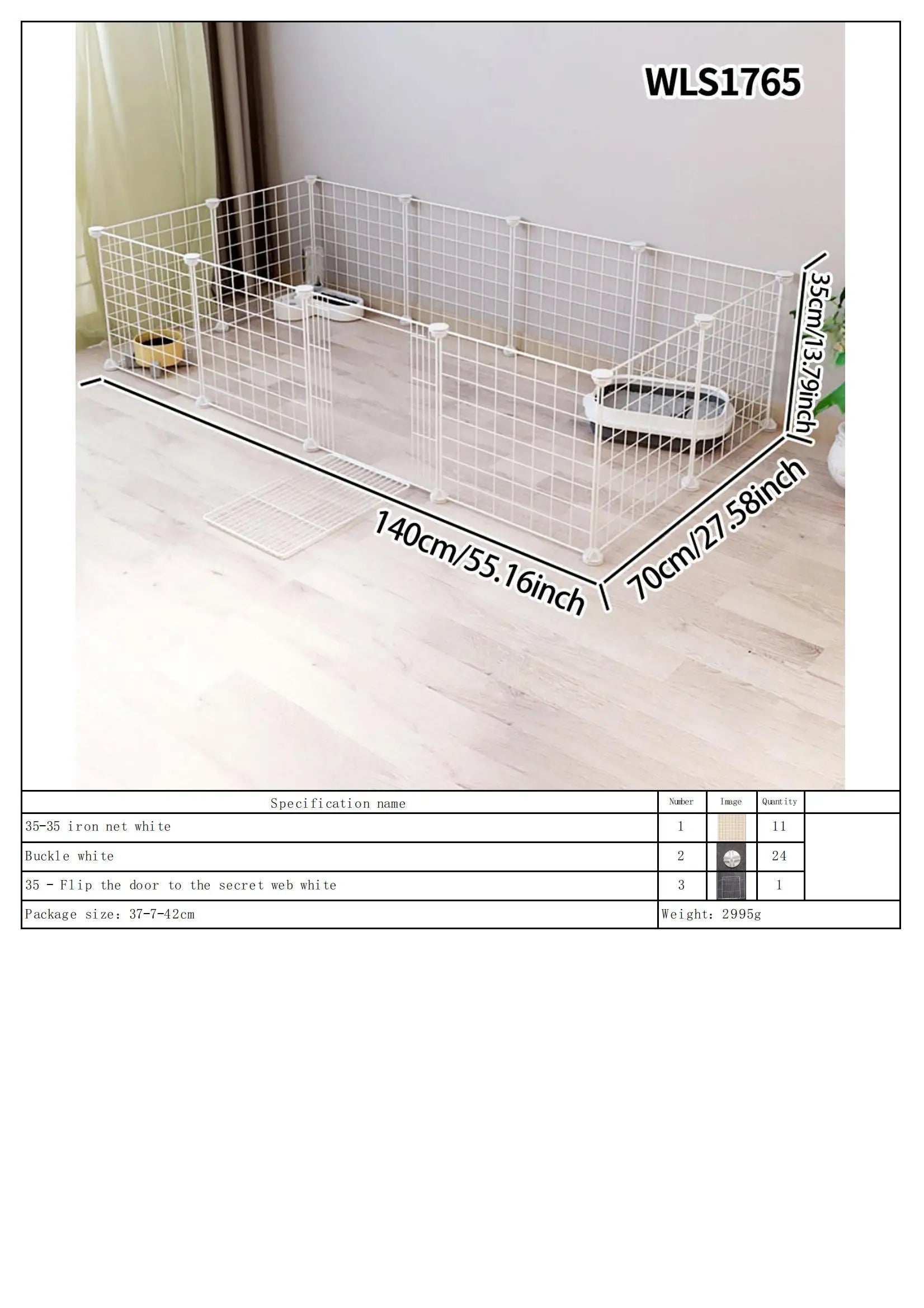Pet Splicing Fence with Detachable Iron Mesh Gate, Isolation Barrier, Anti-Escape Gate, Indoor Fence, Easy to Assemble, Portable Cage