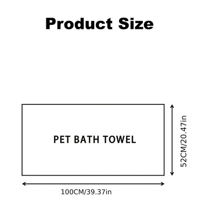 Pet bath towel size chart, 100cm by 52cm for dog grooming