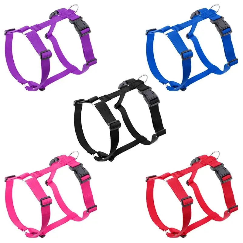 adjustable dog harness in multiple colors, lightweight H-shaped nylon dog harness with buckle closure for outdoor travel