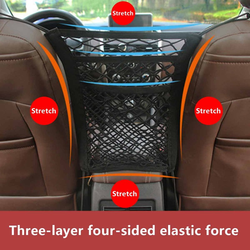 Pet Dog Rear Seat Car Fence Dog Isolation Protection Net Elastic Double Layer Storage Separation Net Pet Safety Rail Pet Suppliy.