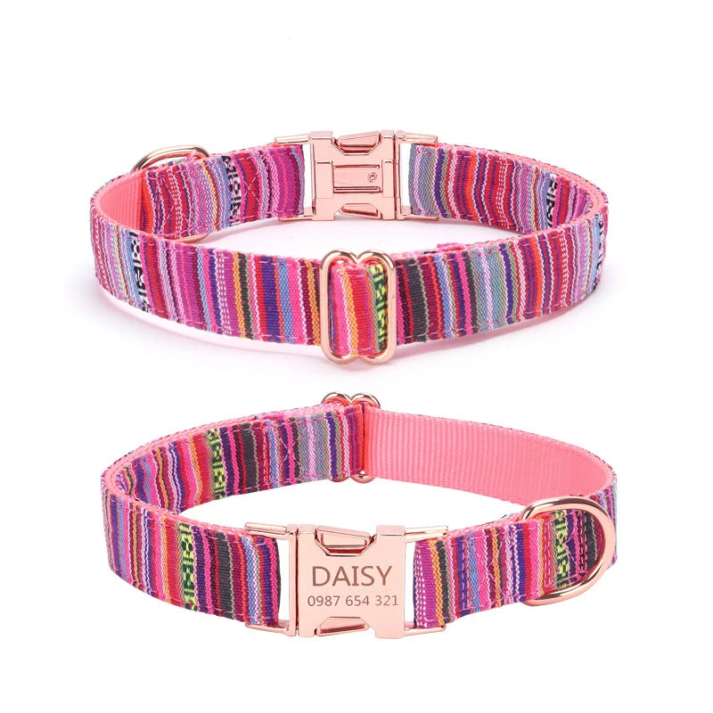 Pet Dog Collar Nylon Personalized Necklace Dog Supplies Free Engraving Name for Small Medium Large Dogs Adjustable Dog Collars