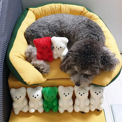 small dog squeaky toy bear-shaped plush toy for puppies and cats, ideal for Pomeranian, Teddy, Shih Tzu, and Pug