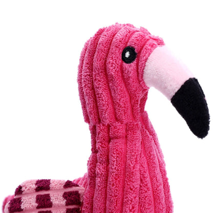 Pink flamingo corduroy squeaky dog toy plush bite-resistant interactive toy for small and large dogs