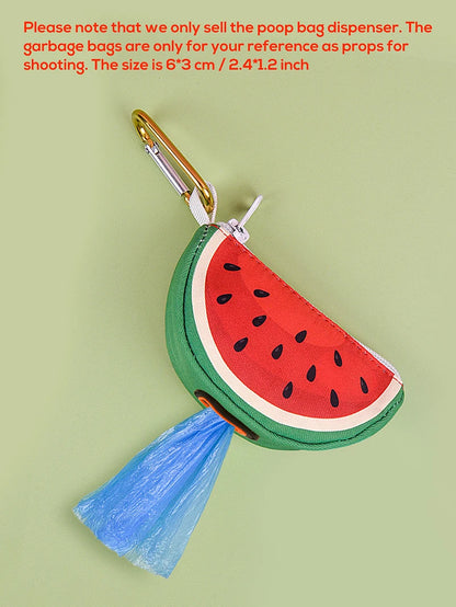 Watermelon dog poop bag holder dispenser with clip, compact fruit design pet waste bag holder for leashes
