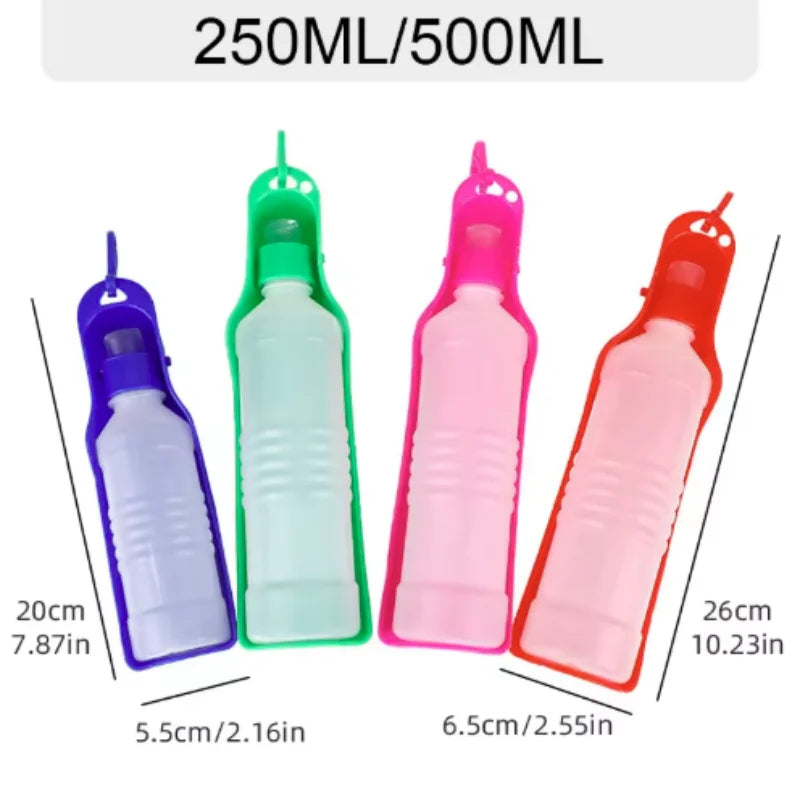 portable dog water bottle for travel, 250ml/500ml outdoor pet drinking dispenser for dogs and cats