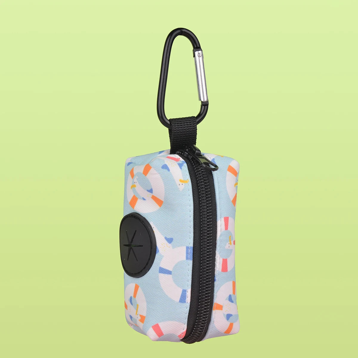 Sea Gull size L dog poop bag dispenser with carabiner clip, durable leather strap attachment, portable poop bag holder